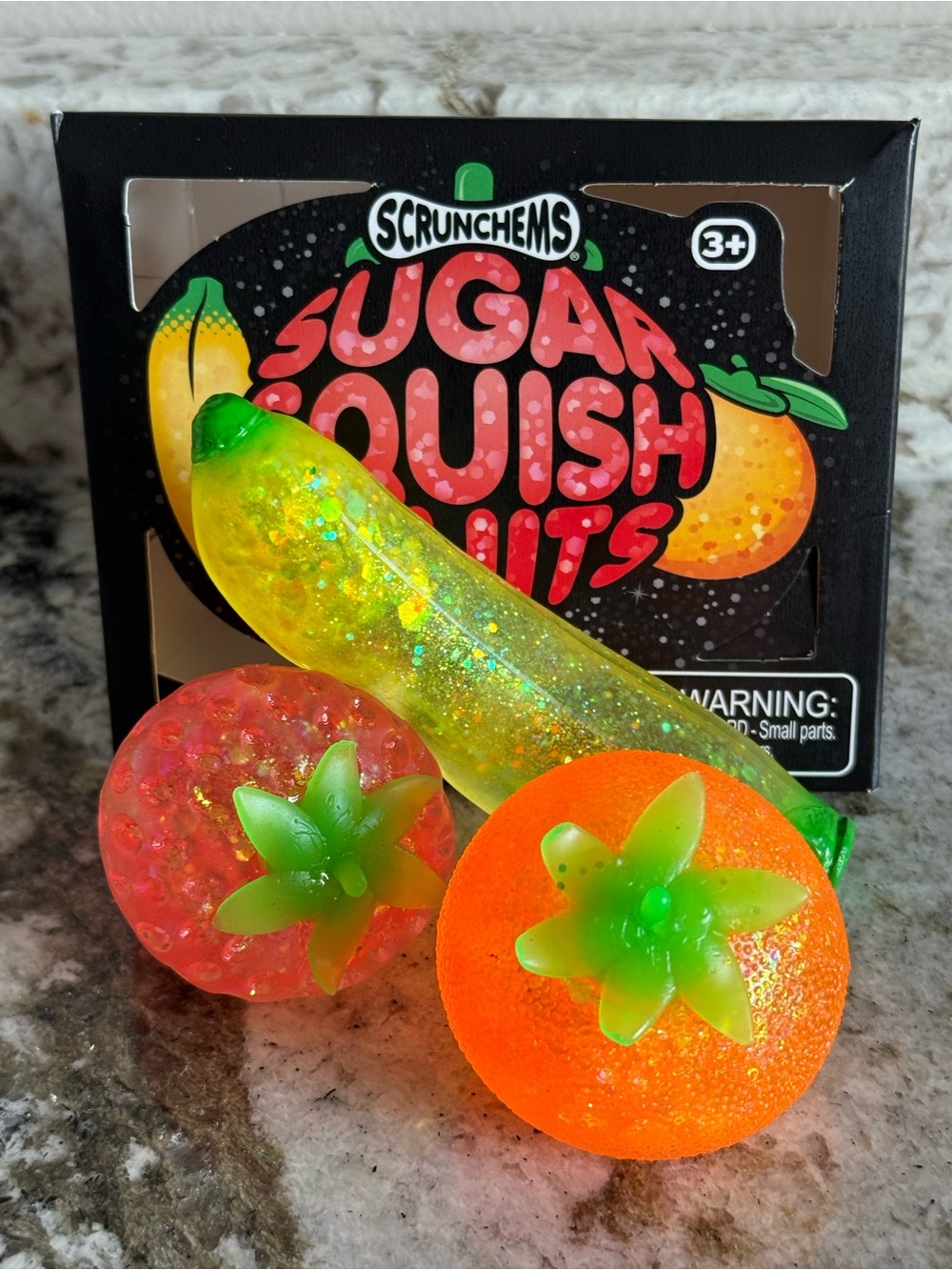 3pk Sugar Squish Fruits Plush-Feel Squishy Toy Set - Yellow, Orange, Pink